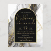 Modern Black Gold Agate Marble Glitter Wedding (Voorkant)