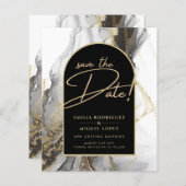 Modern Black Gold Agate Marble Glitter Wedding (Voorkant / Achterkant)