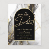 Modern Black Gold Agate Marble Glitter Wedding (Voorkant)