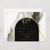 Modern Black Gold Agate Marble Glitter Wedding Briefkaart (Voorkant / Achterkant)