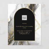 Modern Black Gold Agate Marble Glitter Wedding Flyer (Achterkant)