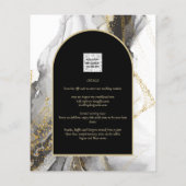 Modern Black Gold Agate Marble Glitter Wedding Flyer (Achterkant)