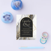 Modern Black Gold Agate Marble Glitter Wedding Flyer (Enkel)