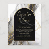 Modern Black Gold Agate Marble Glitter Wedding Flyer (Voorkant)
