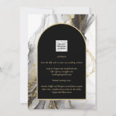 Modern Black Gold Agate Marble Glitter Wedding Kaart (Achterkant)