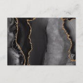 Modern Black Gold Agate Marble Wedding Details Informatiekaartje (Achterkant)