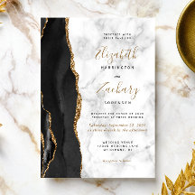 Modern Black Gold Agate Marble Wedding