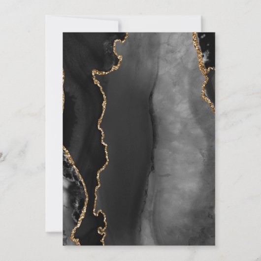 Modern Black Gold Agate Photo Save the Date Kaart (Achterkant)