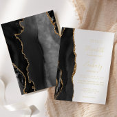 Modern Black Gold Agate Wedding Folie Uitnodiging