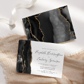 Modern Black Gold Agate Wedding Invitation Kaart