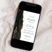 Modern Black Gold Agate Wedding Kaart