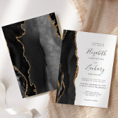 Modern Black Gold Agate Wedding Kaart