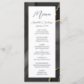 Modern Black Gold Agate Wedding Menu (Voorkant)