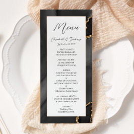 Modern Black Gold Agate Wedding Menu