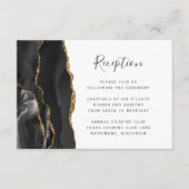 Modern Black Gold Agate Wedding Reception Informatiekaartje (Voorkant)