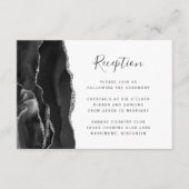 Modern Black Gold Agate Wedding Reception Informatiekaartje (Voorkant)