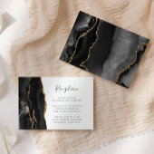 Modern Black Gold Agate Wedding Reception Informatiekaartje