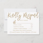 Modern Black, Gold and White Wedding RSVP (Voorkant)