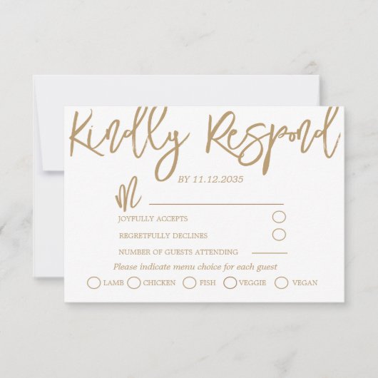 Modern Black, Gold and White Wedding RSVP (Voorkant)