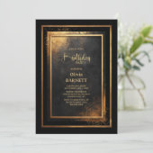 Modern Black Gold Any Age Birthday Party Kaart (Staand voorkant)