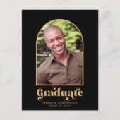 Modern Black Gold Arch Photo Afstuderen Aankondigingskaart (Voorkant)