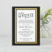 Modern Black Gold Baby Sprinkle Invitation Kaart (Staand voorkant)
