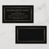 Modern Black & Gold Bachelorette Party Ticket (Voorkant / Achterkant)