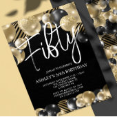 Modern Black Gold Balloon, 50e verjaardag uitnodig Kaart