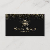 Modern Black & Gold Beauty Salon Bee Logo Visitekaartje (Voorkant)