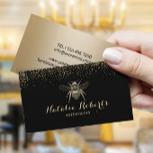 Modern Black & Gold Beauty Salon Bee Logo Visitekaartje