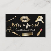 Modern Black & Gold Beauty Salon Referral (Voorkant)