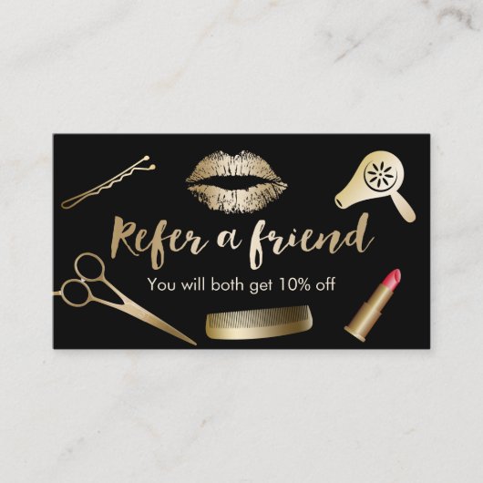 Modern Black & Gold Beauty Salon Referral (Voorkant)