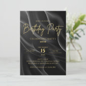 Modern black & Gold Birthday Invitation Kaart (Staand voorkant)