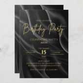 Modern black & Gold Birthday Invitation Kaart (Voorkant / Achterkant)
