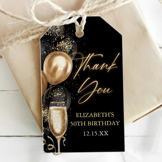 Modern Black & Gold Birthday Party Favor Thank you Cadeaulabel