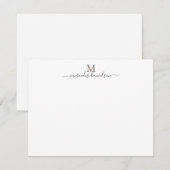 Modern Black Gold Blush Pink Floral Monogramed Notitiekaartje (Voorkant / Achterkant)