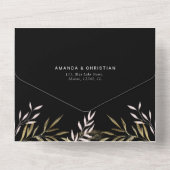 Modern Black Gold | Bodempalmbruiloft in de Botani All In One Uitnodiging (Achterkant)