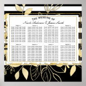 Modern Black Gold Botanical Glam Weddin Seat Chart Poster (Voorkant)