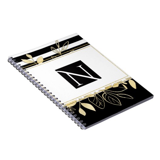 Modern Black Gold Botanical Glamor Chic Elegant Notitieboek (Rechterzijde)