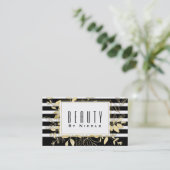 Modern Black Gold Botanical Glamor Chic Elegant Visitekaartje (Staand voorkant)