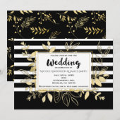 Modern Black Gold Botanical Glamor Chic Wedding Kaart (Voorkant / Achterkant)