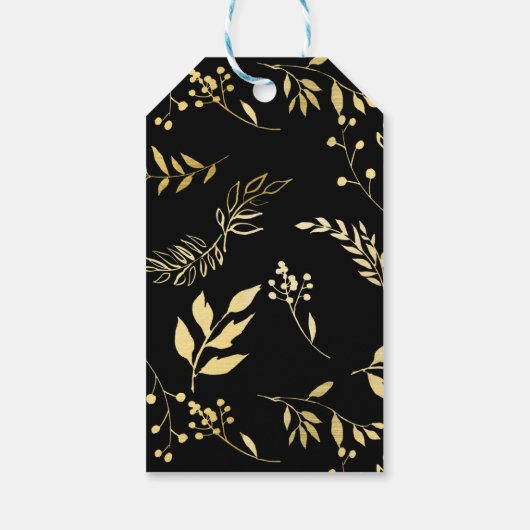 Modern Black Gold Botanical Glamour Chic Favor Cadeaulabel (Achterkant)