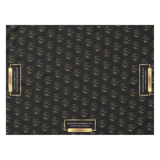 Modern Black & Gold Business Logo Pattern Company Tafelkleed (Voorkant (Horizontaal))