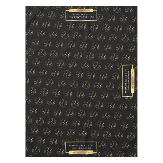 Modern Black & Gold Business Logo Pattern Company Tafelkleed (Voorkant)