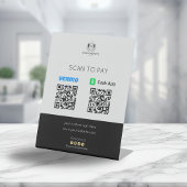 Modern Black Gold Business Logo Twee QR-code betal Reclamebord Met Voetstuk