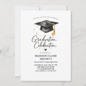 Modern Black & Gold Calligraphy Graduation Party  Kaart (Voorkant)