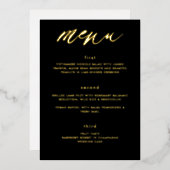Modern Black Gold Calligraphy Wedding Menu Folie Uitnodiging (Voorkant / Achterkant)