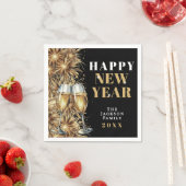 Modern Black Gold Champagne New Year's Eve Party Servet (Insitu)