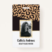 Modern Black Gold Cheetah Leopard Animal Print Badge (Voorkant)