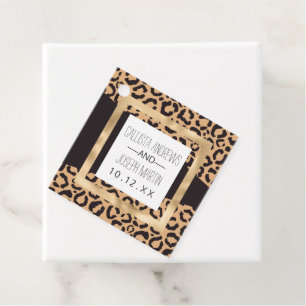 Modern Black Gold Cheetah Leopard Animal Print Bedankjes Labels